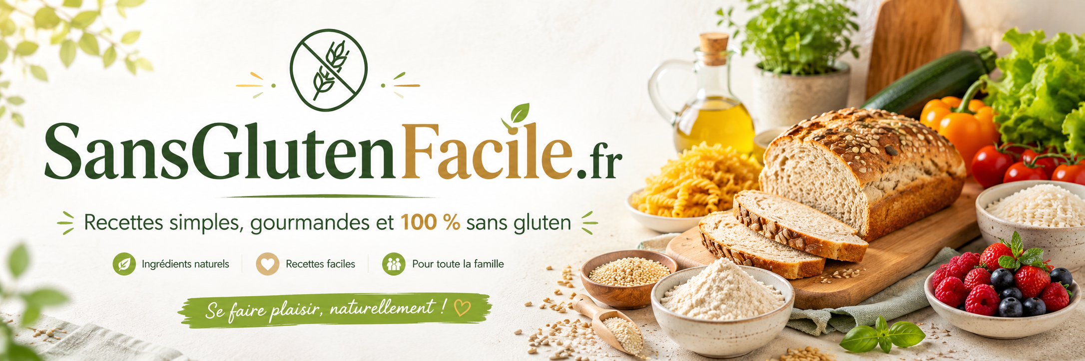 Sans Gluten Facile : recettes simples et gourmandes, conçues sans ajout volontaire de gluten.