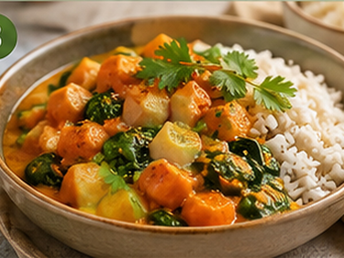 Curry de butternut, tofu et épinards