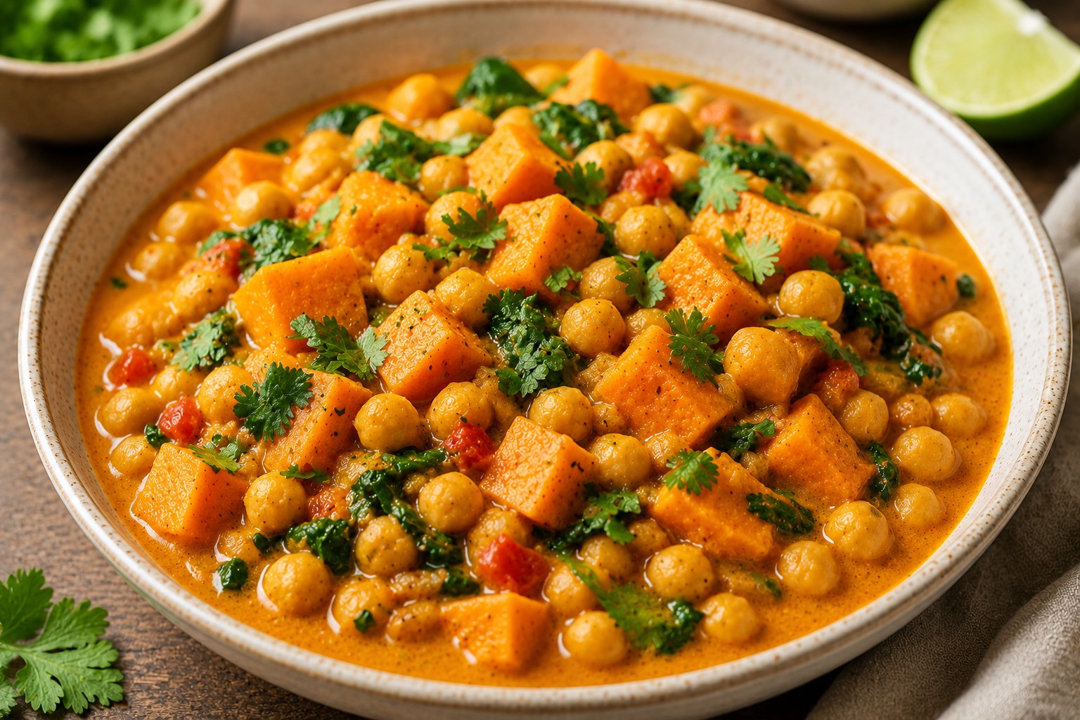 Curry doux de pois chiches et patate douce