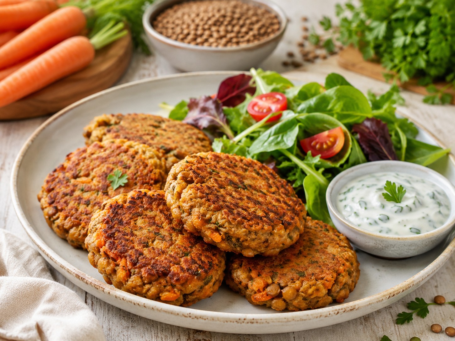 Galettes de lentilles et carottes