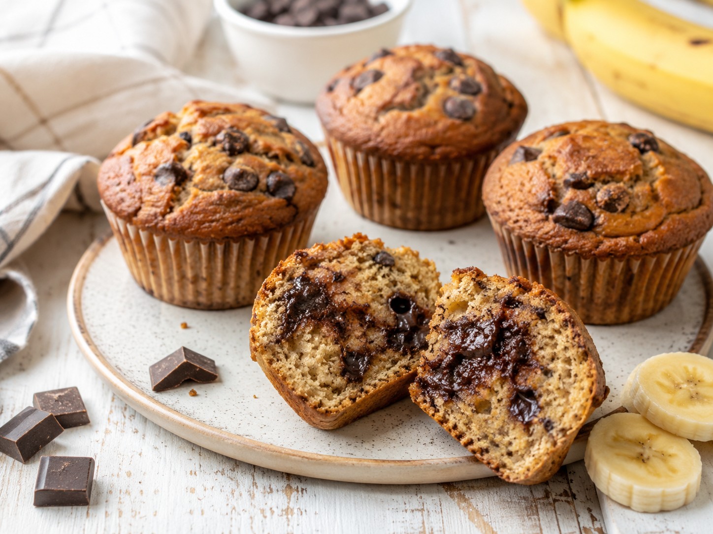 Muffins banane et chocolat sans gluten
