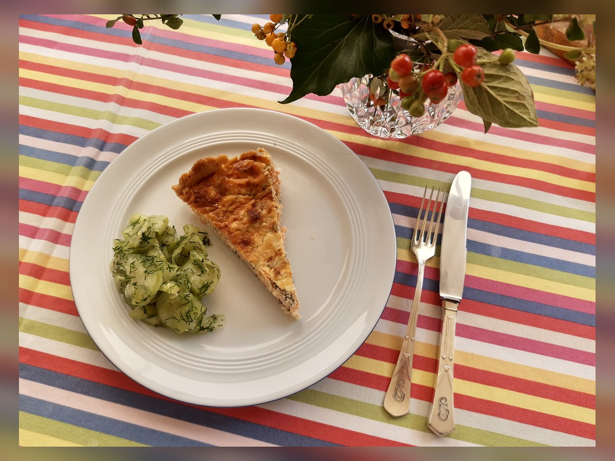 Quiche saumon-poireaux à la pâte sarrasin-riz