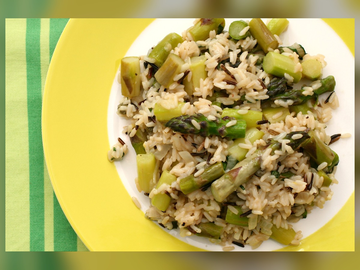 Riz crémeux aux asperges vertes et parmesan