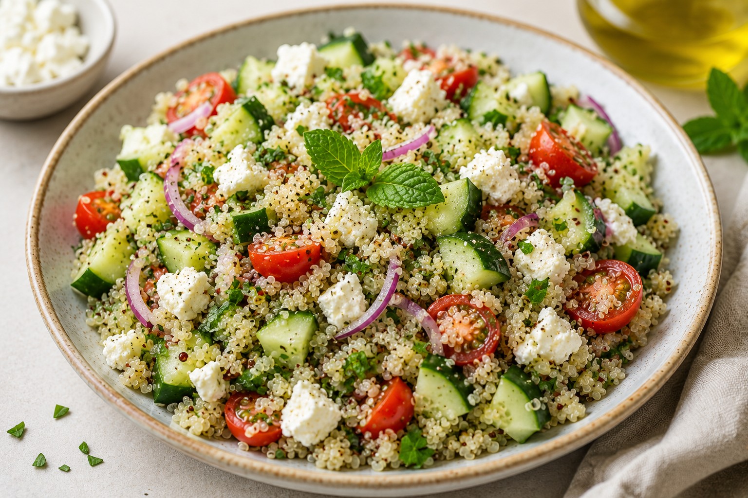 Salade de quinoa, concombre et feta